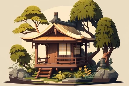 Tranquil Retreat: Cool Japanese-Style Hut Embraced by Serene Surroundings Tranquil Retreat: Cool Japanese-Style Hut Embraced by Serene Surroundings