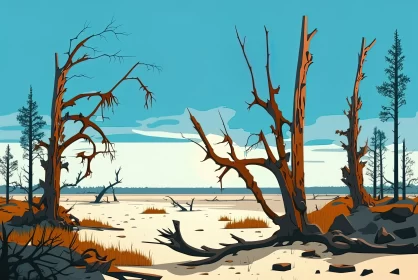 Eerie Beauty: Dead Trees Amidst the Serene Landscape of Baltic Sea National Park Eerie Beauty: Dead Trees Amidst the Serene Landscape of Baltic Sea National Park