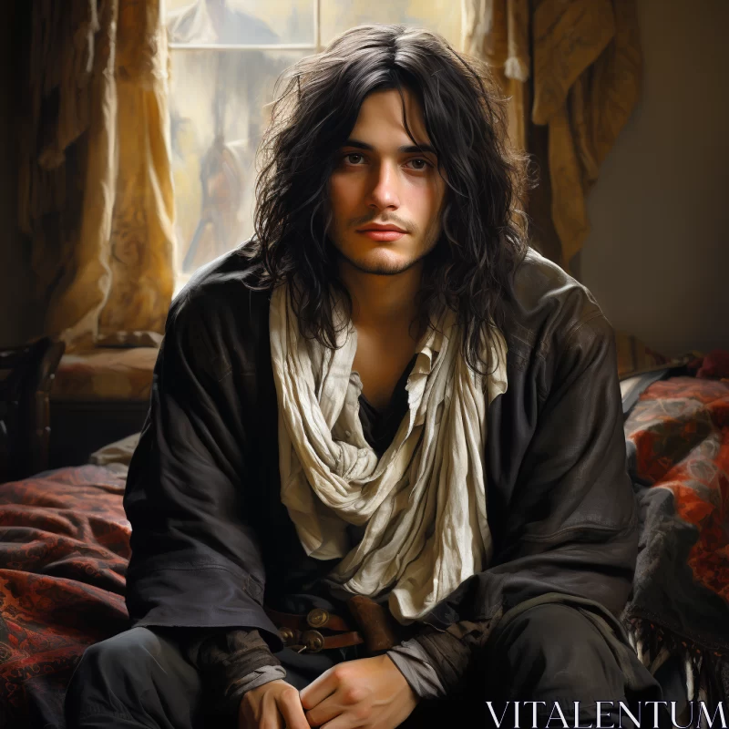 Captivating Portrait of a Man with Long, Dark Hair in Various Styles and Settings Captivating Portrait of a Man with Long, Dark Hair in Various Styles and Settings