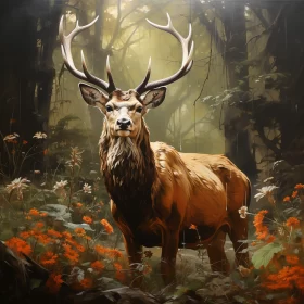 Artistic Representation of Deer in Forest - Speedpainting Style Artistic Representation of Deer in Forest - Speedpainting Style