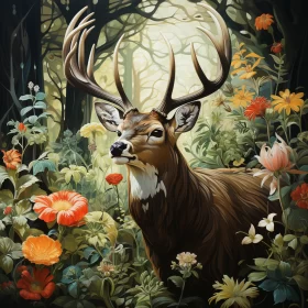 Detailed and Nostalgic Scene of Deer in Forest Detailed and Nostalgic Scene of Deer in Forest