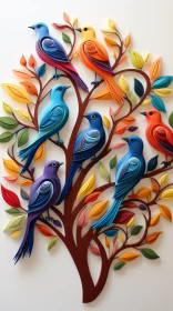 Colorful Birds Paper Art Sculpture with Decorative Backgrounds and High Detail Colorful Birds Paper Art Sculpture with Decorative Backgrounds and High Detail