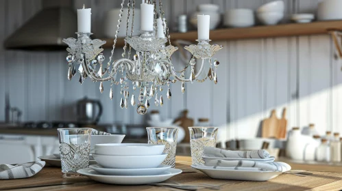 Cozy and Rustic Dining Table Set with Crystal Glasses Cozy and Rustic Dining Table Set with Crystal Glasses