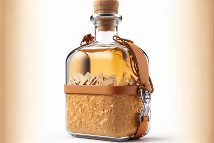 Captivating Photorealistic Fantasies: A Bottle Containing Leather and Sand Captivating Photorealistic Fantasies: A Bottle Containing Leather and Sand
