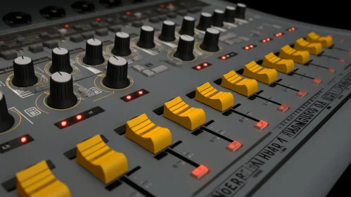 Professional Audio Mixing Console - Knobs, Buttons, Faders Professional Audio Mixing Console - Knobs, Buttons, Faders