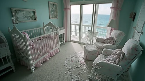 Coastal Themed Nursery with Green and Pink Decor Coastal Themed Nursery with Green and Pink Decor