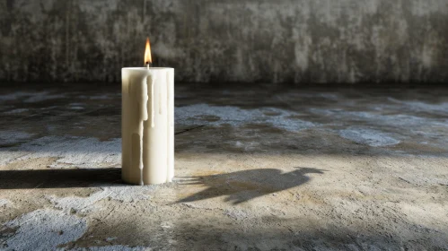 Enigmatic 3D Rendering of a Dimly Lit Room with a Flickering Candle Enigmatic 3D Rendering of a Dimly Lit Room with a Flickering Candle
