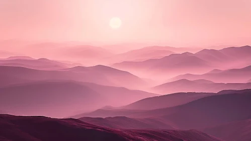 Serene Mountain Range Sunset Landscape Serene Mountain Range Sunset Landscape