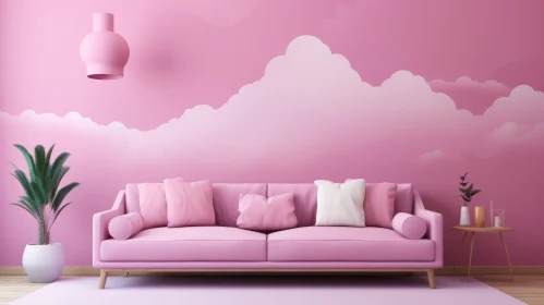 Pink Living Room 3D Rendering - Soft and Inviting Design Pink Living Room 3D Rendering - Soft and Inviting Design