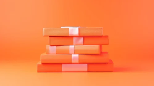 Orange Gift Boxes Stack on Solid Background Orange Gift Boxes Stack on Solid Background