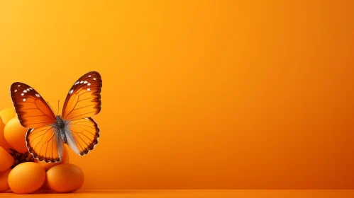 Orange Butterfly on Eggs 3D Rendering Orange Butterfly on Eggs 3D Rendering
