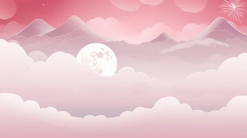 Moonlit Mountain Landscape - Tranquil Wallpaper Moonlit Mountain Landscape - Tranquil Wallpaper
