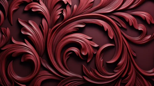 Red Floral Ornament on Burgundy Background - 3D Rendering Red Floral Ornament on Burgundy Background - 3D Rendering