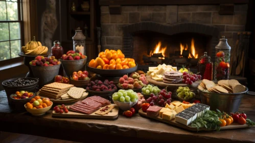 Rustic Table Setting with Variety of Food Rustic Table Setting with Variety of Food