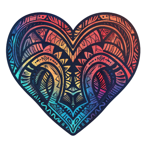 Colorful Tribal Heart Art Colorful Tribal Heart Art