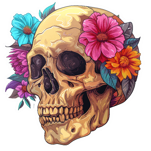 Colorful Skull with Flowers Colorful Skull with Flowers