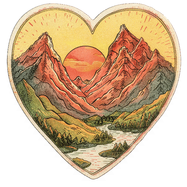 Mountain Heart Sunset Art Mountain Heart Sunset Art
