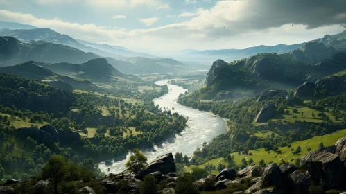 Captivating Mountainous Region with a Romantic River | High Detail Captivating Mountainous Region with a Romantic River | High Detail