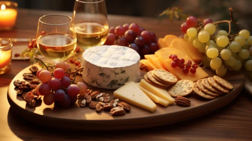 Cheese Board with Wine, Fruit, and Nuts - A Captivating Composition Cheese Board with Wine, Fruit, and Nuts - A Captivating Composition