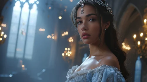 Enigmatic Young Woman in Silver Dress | Captivating Atmosphere Enigmatic Young Woman in Silver Dress | Captivating Atmosphere