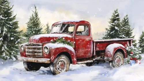 Red Truck Christmas Scene Red Truck Christmas Scene