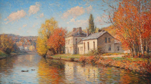 Picturesque Autumn River View Picturesque Autumn River View