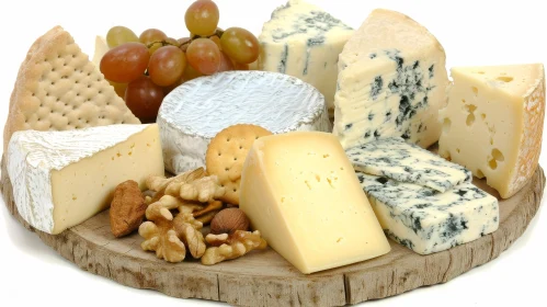 Delicious Cheese Platter with Grapes and Nuts Delicious Cheese Platter with Grapes and Nuts